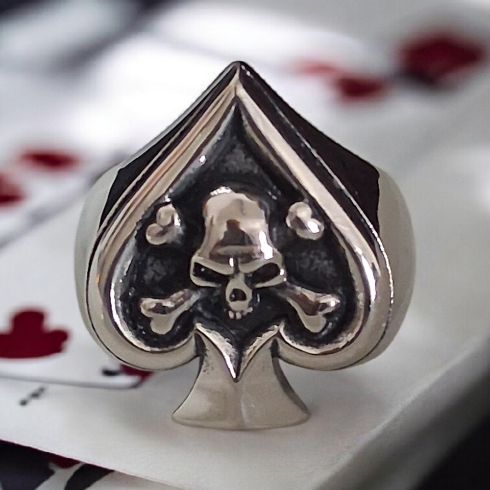 MEN'S SKULL BIKER RING STAINLESS STEEL RING SIZE 12